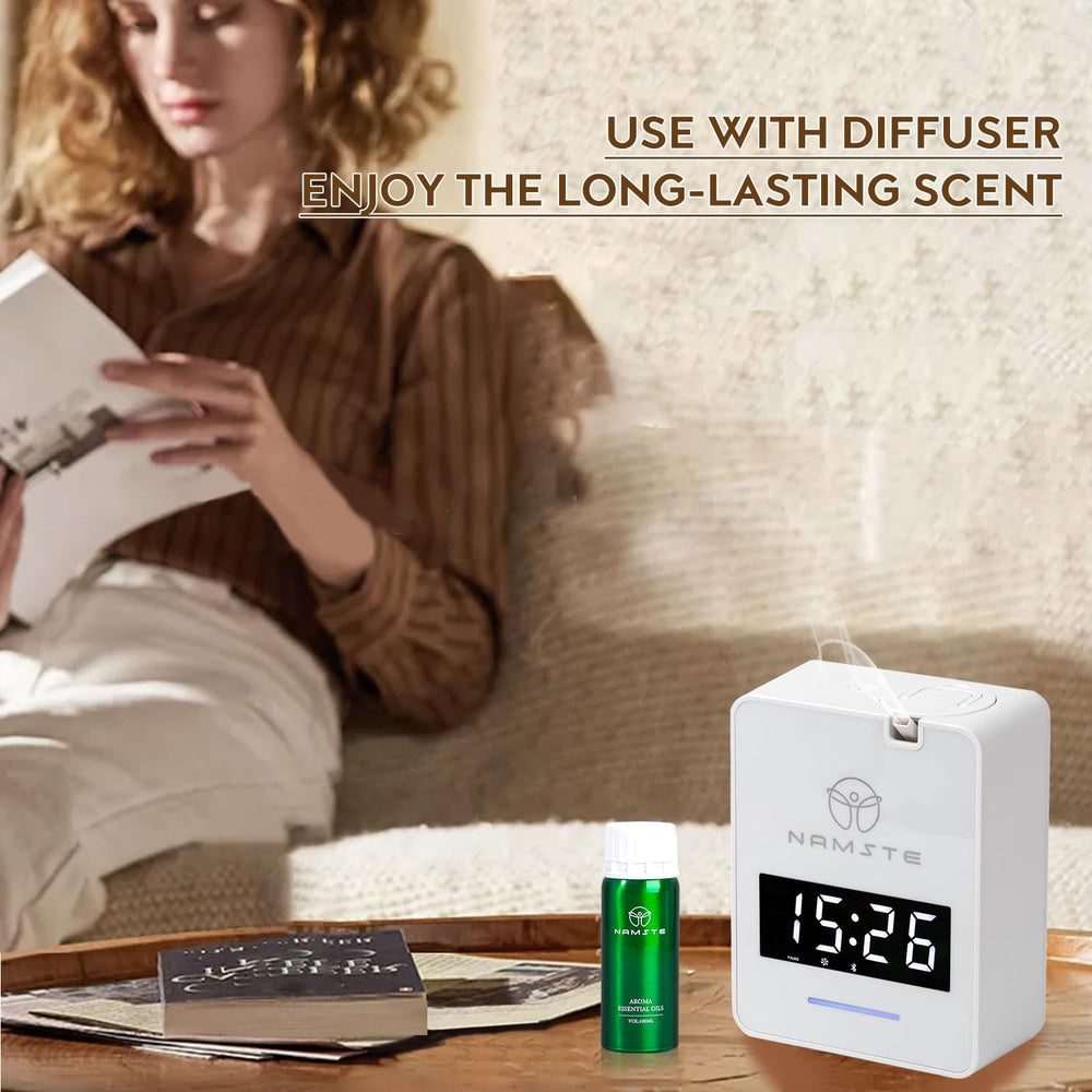 NAMSTE Namste diffuser oil top notes with lemon and bergamot for vibrant aroma.