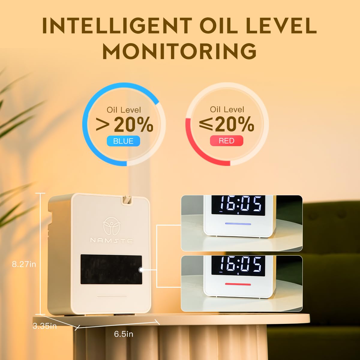 Namste Tilt Sensor safety feature stops misting if the unit tips over.