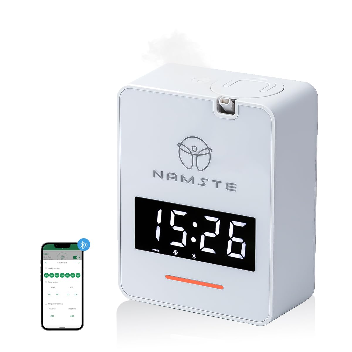 Namste Waterless Diffuser front view, delivering quiet, pure aroma diffusion for living spaces.