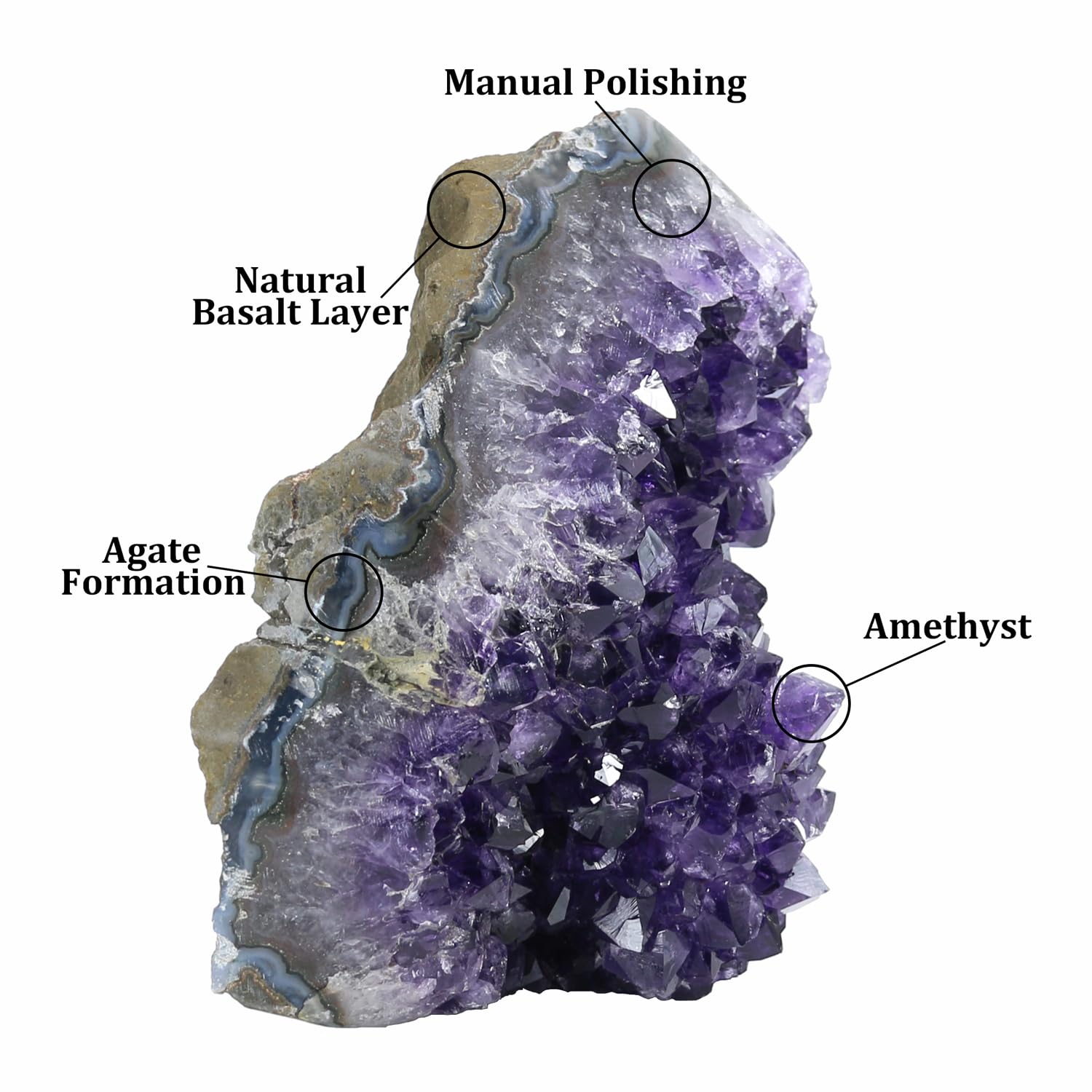Namzi natural amethyst geode back and base showing untouched crystal surface.