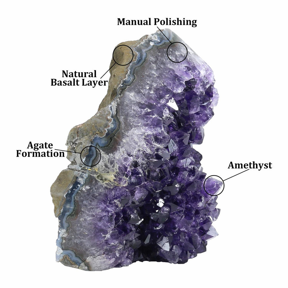 Namzi natural amethyst geode back and base showing untouched crystal surface.