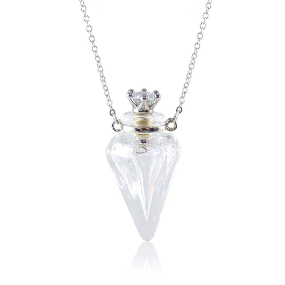 Nancy's Gift clear cone bottle diffuser pendant on chain, elegant wearable scent accessory