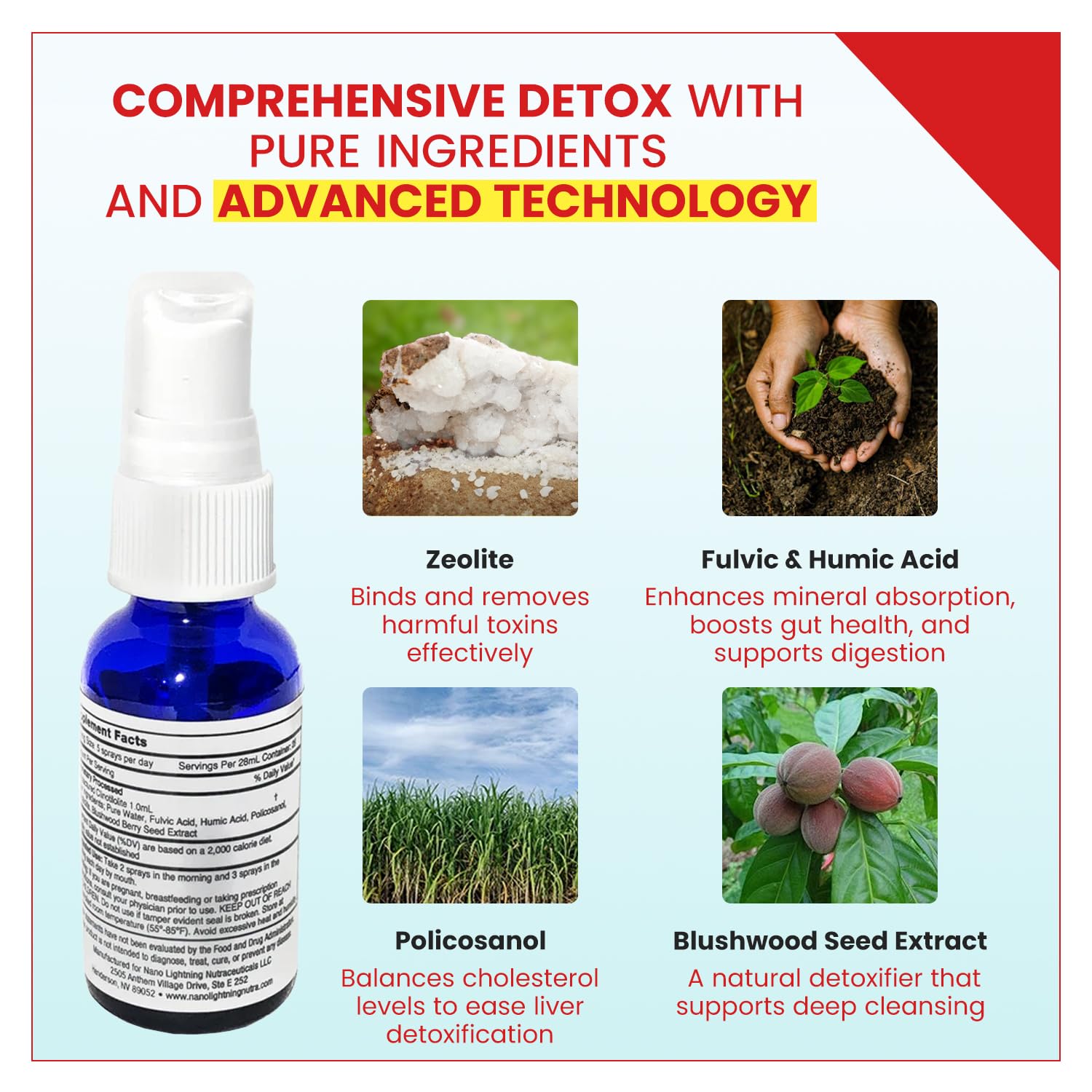 Daily-use scene with Zeolite Detox Rx bottle on kitchen counter.