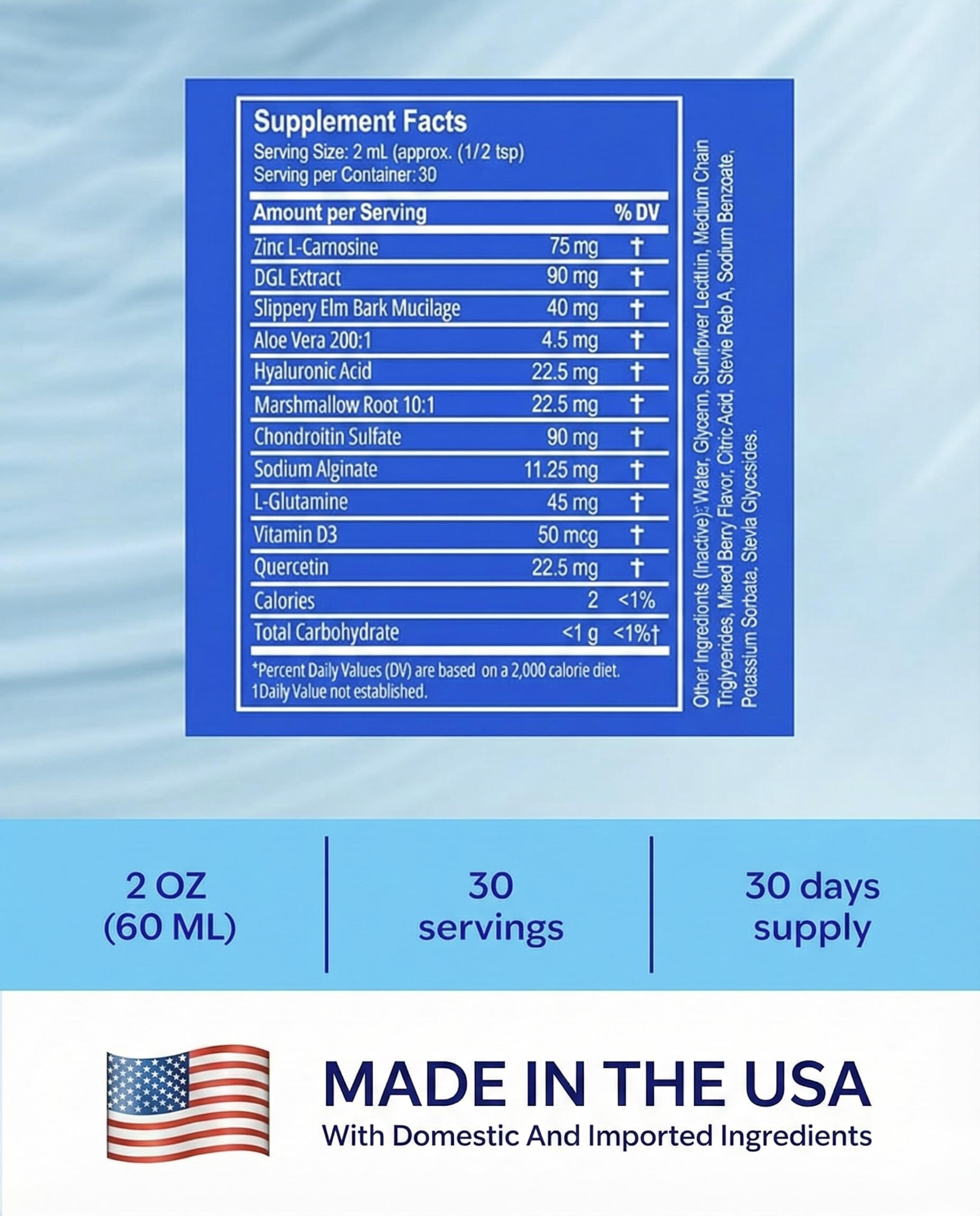 Close-up of EsoRepair label highlighting a clean, non-GMO formulation.