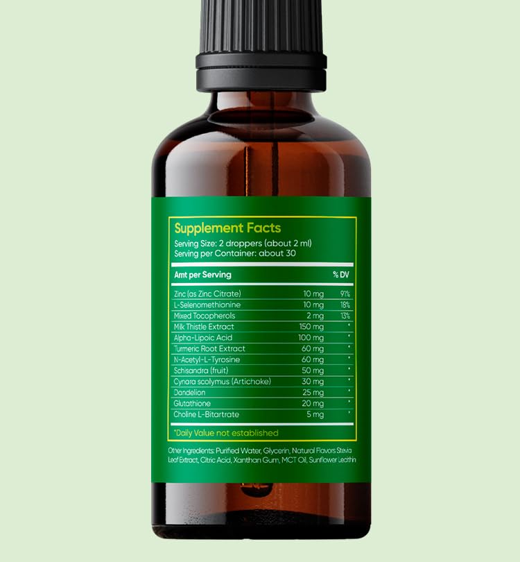 NANOREVIVE NanoLiverX close-up shows Milk Thistle and Alpha Lipoic Acid.