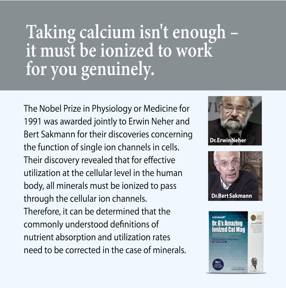 Ready to drink NANOWELL Dr G ionized CalMag in a glass