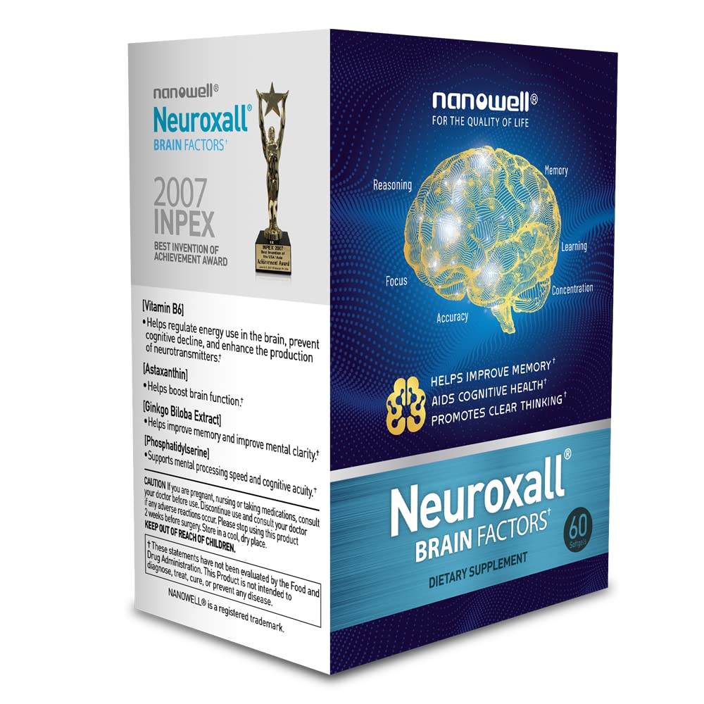 Nanowell Neuroxall softgels closeup emphasizes easy daily capsule intake.