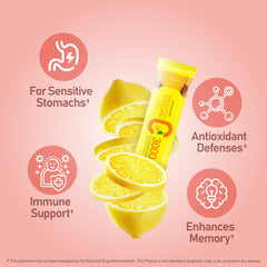NANOWELL vitamin c sticks being poured into water for easy dissolution.