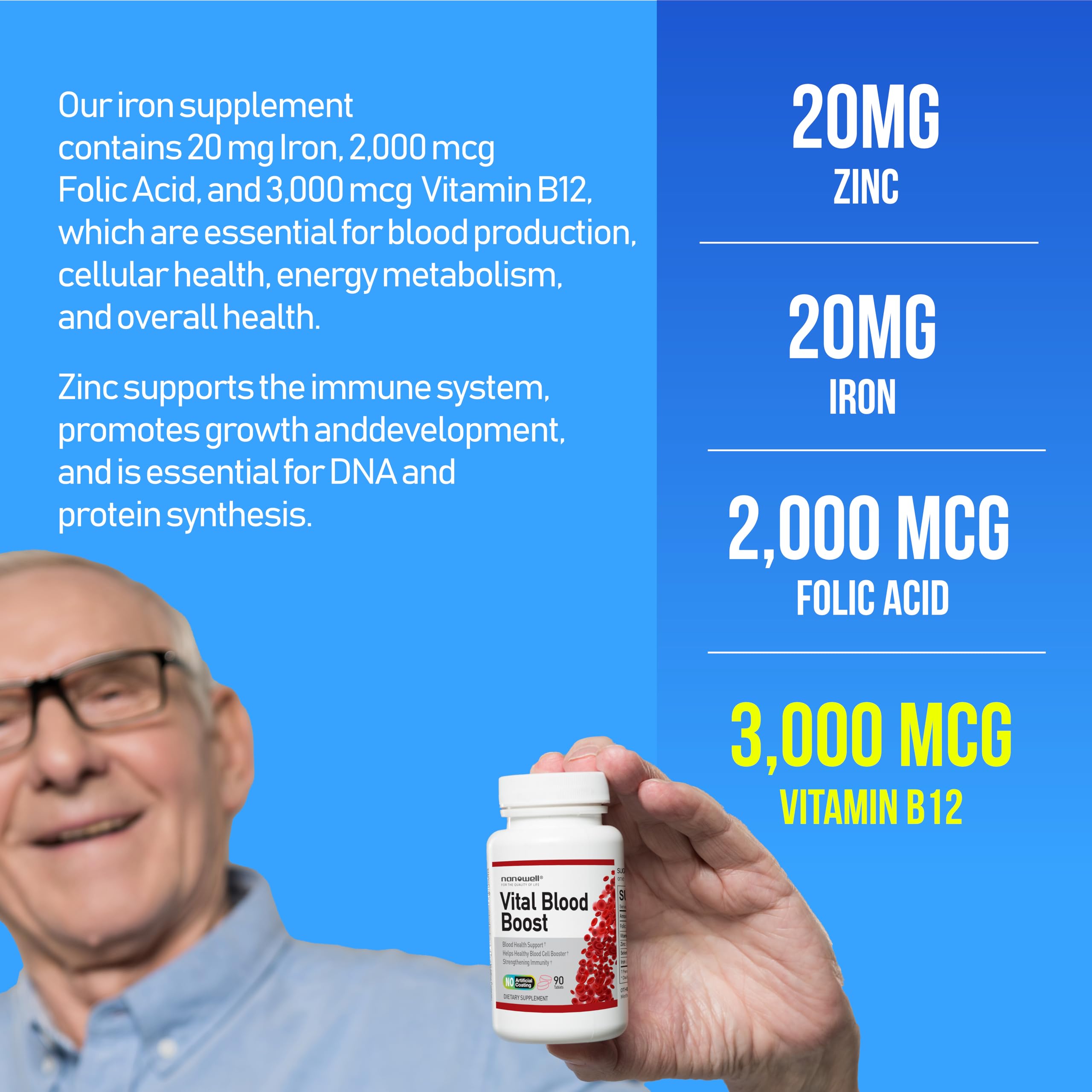 NANOWELL Vital Blood Boost for easy one-tablet daily use