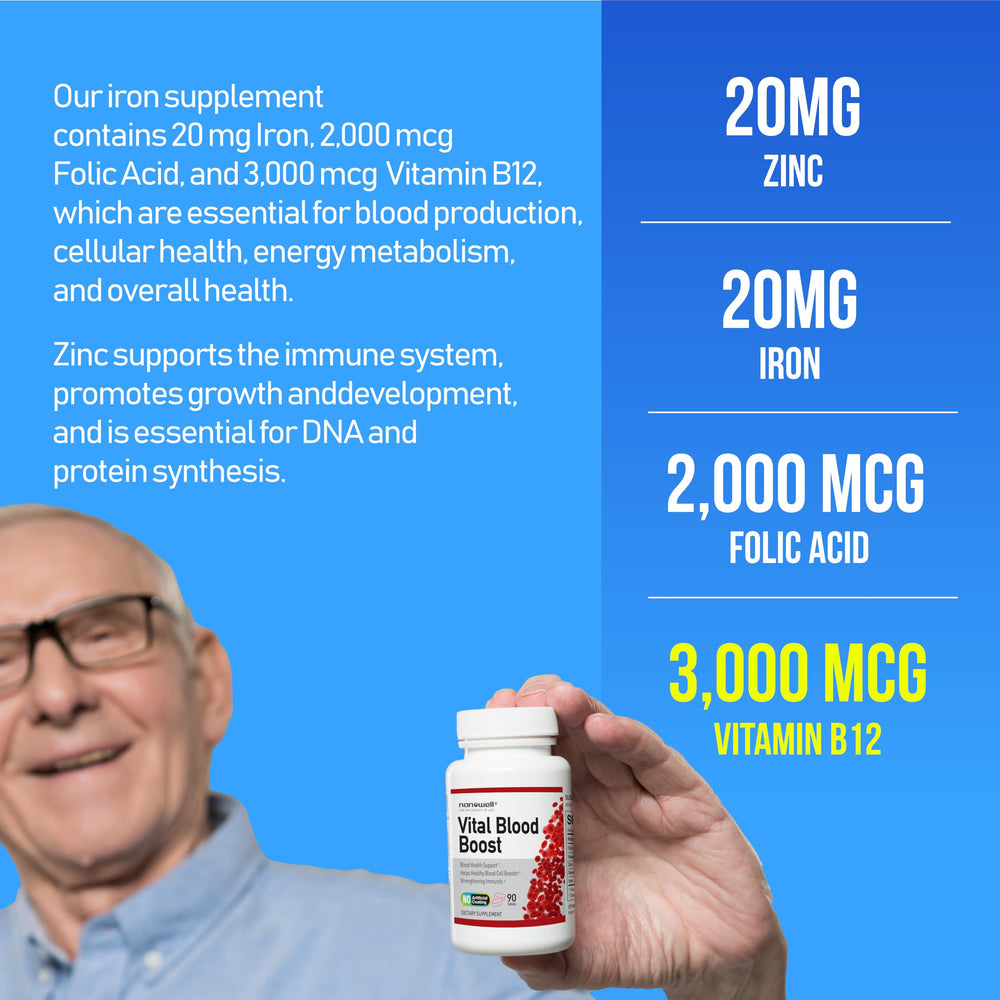 NANOWELL Vital Blood Boost for easy one-tablet daily use