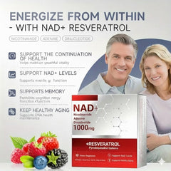 NAO NAD+ with quercetin phytosome blend in product image.