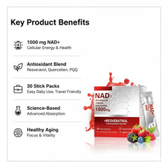 NAO NAD+ 1000mg stick-pack on display for convenient daily use.