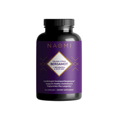 NAOMI Italian Citrus Bergamot bottle promotes a daily wellness routine.