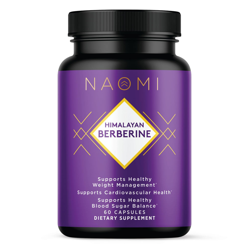 NAOMI Himalayan Berberine capsules bottle suggests convenient metabolic support.