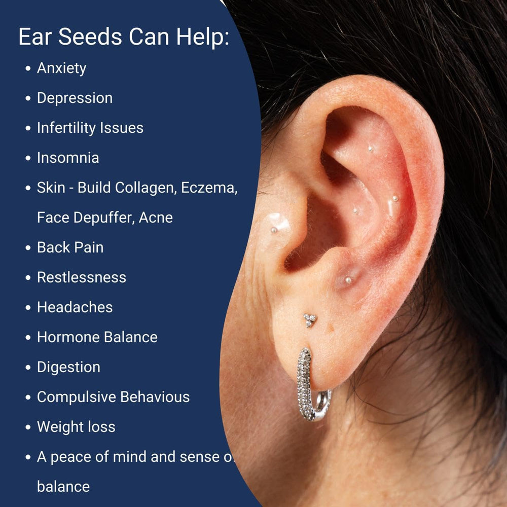 NAO Wellness Swarovski crystal ear seeds add calm while worn.