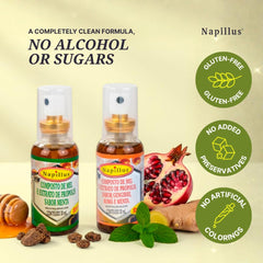 Label detail highlights gluten-free and alcohol-free formula.