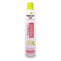 Naprolab Natural Hair bottle pour shows the amino acids and collagen treatment for stronger strands.