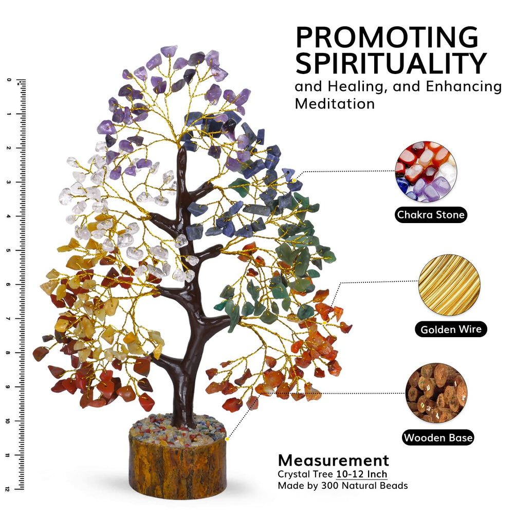 Naribabu 7 Chakra Crystal Tree featuring lapis lazuli elevates focus and serene energy.