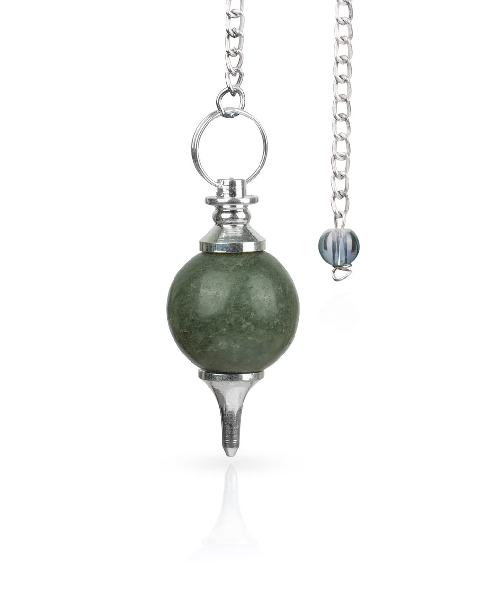 NARIBABU Green Jade pendulum ball close-up for divination and chakra work