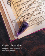 Naribabu amethyst crystal pendulum for Reiki-inspired healing sessions.