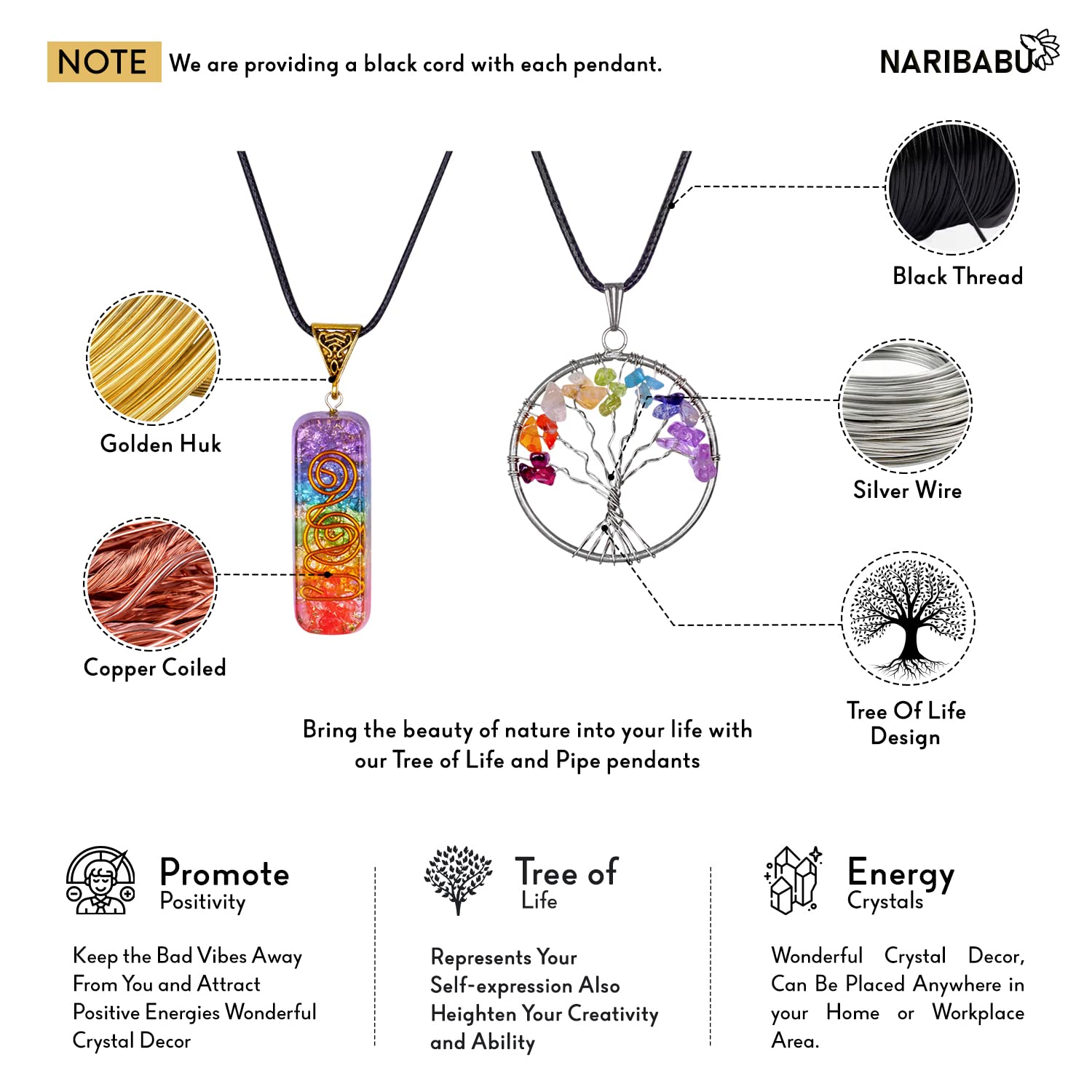 NARIBABU Seven Chakra Tree feng shui decor for a serene space.