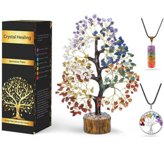 NARIBABU Seven Chakra Tree gemstone crystal base for balanced energy at home.