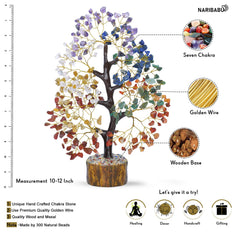 NARIBABU Seven Chakra Tree golden wire trunk adds elegant feng shui decor.