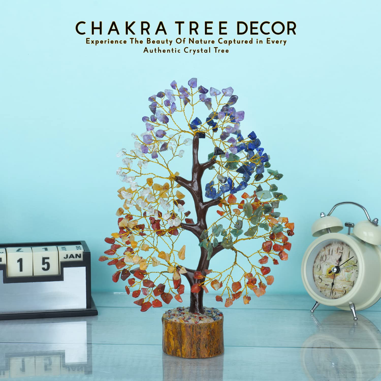 NARIBABU Seven Chakra Tree heart chakra crystal promotes calming energy.