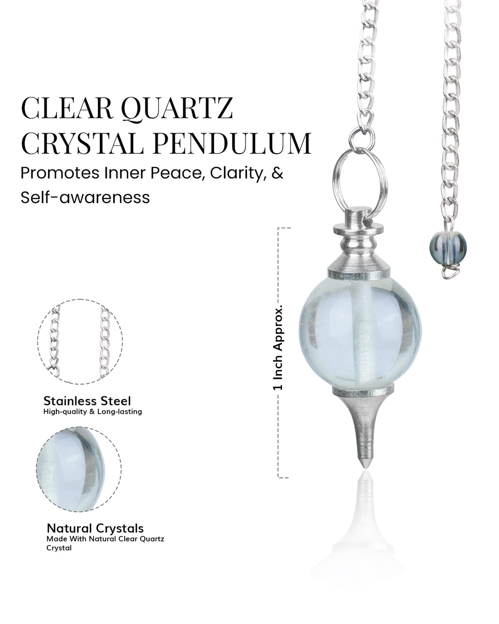 Naribabu vector pendulum with silver chain for reliable energy readings.