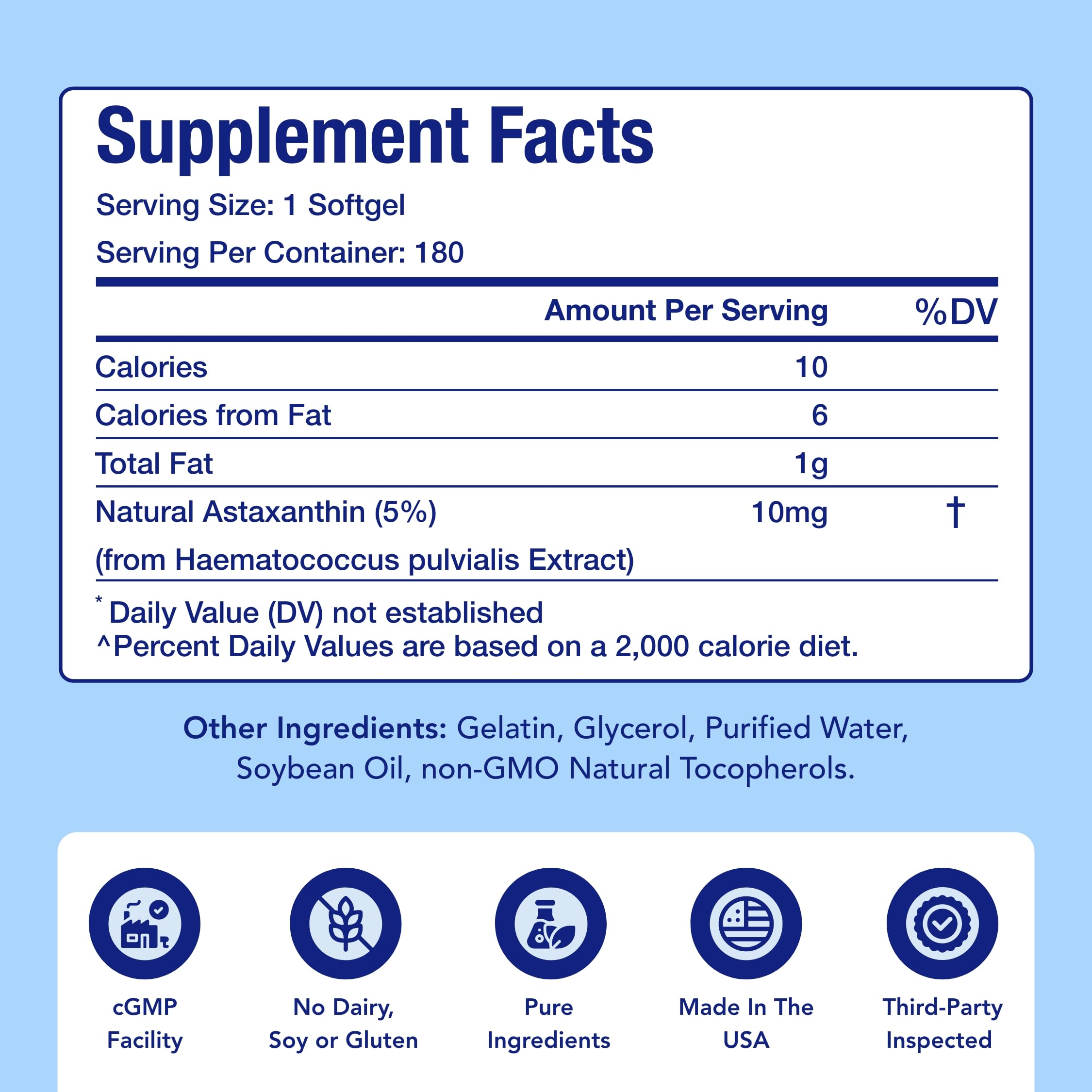 NasaBeahava Astaxanthin label detail highlights natural algal source.
