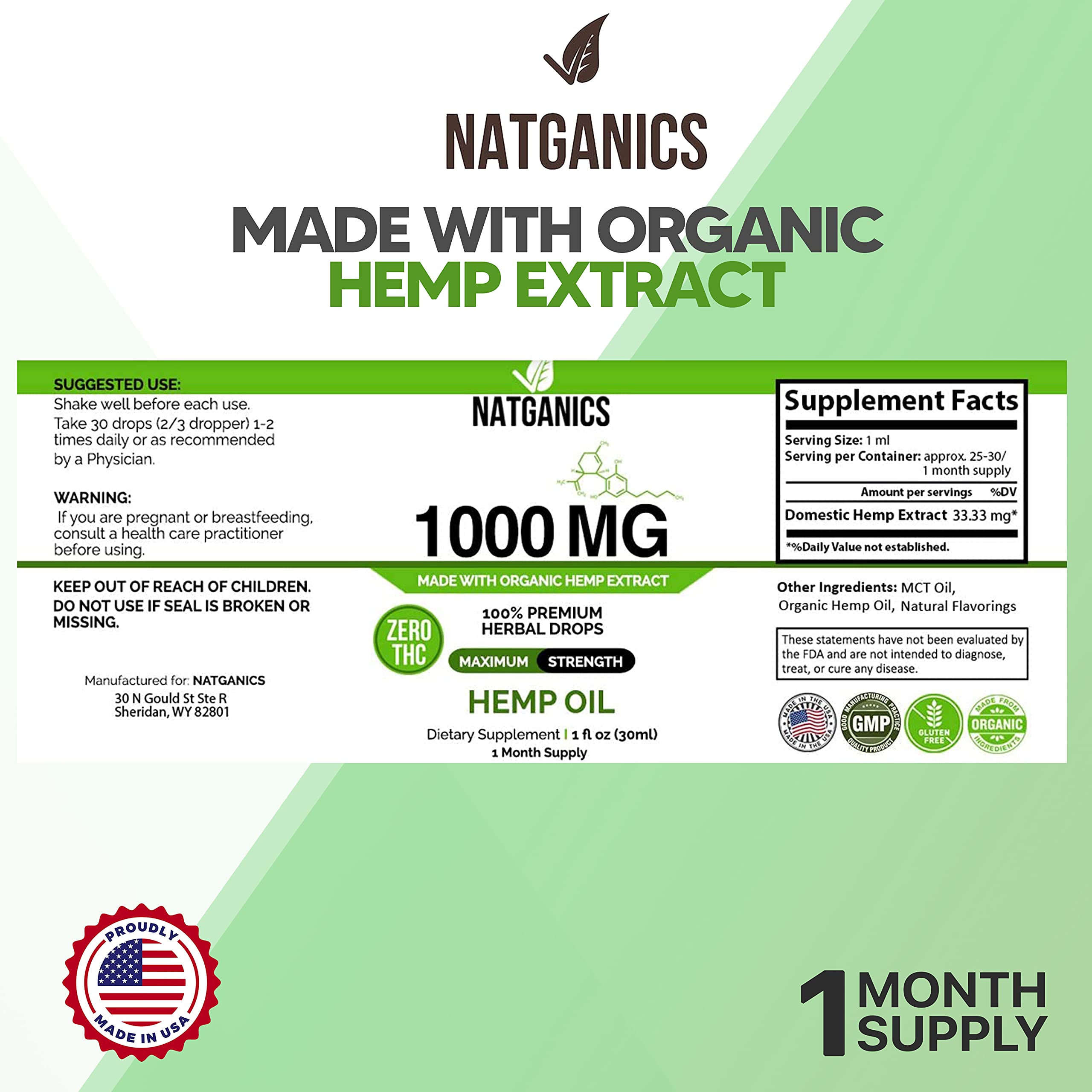 Natganics hemp oil dropper showing precise dosing for consistency