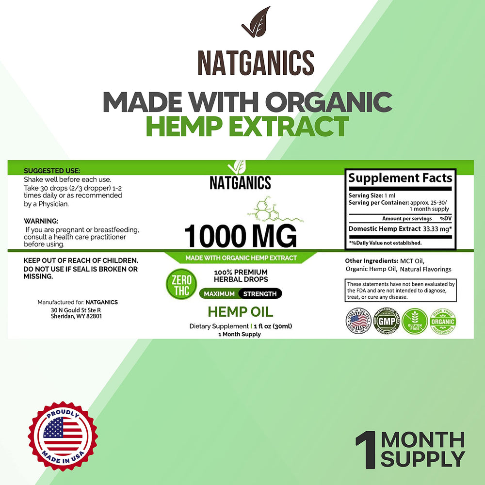 Natganics hemp oil dropper showing precise dosing for consistency