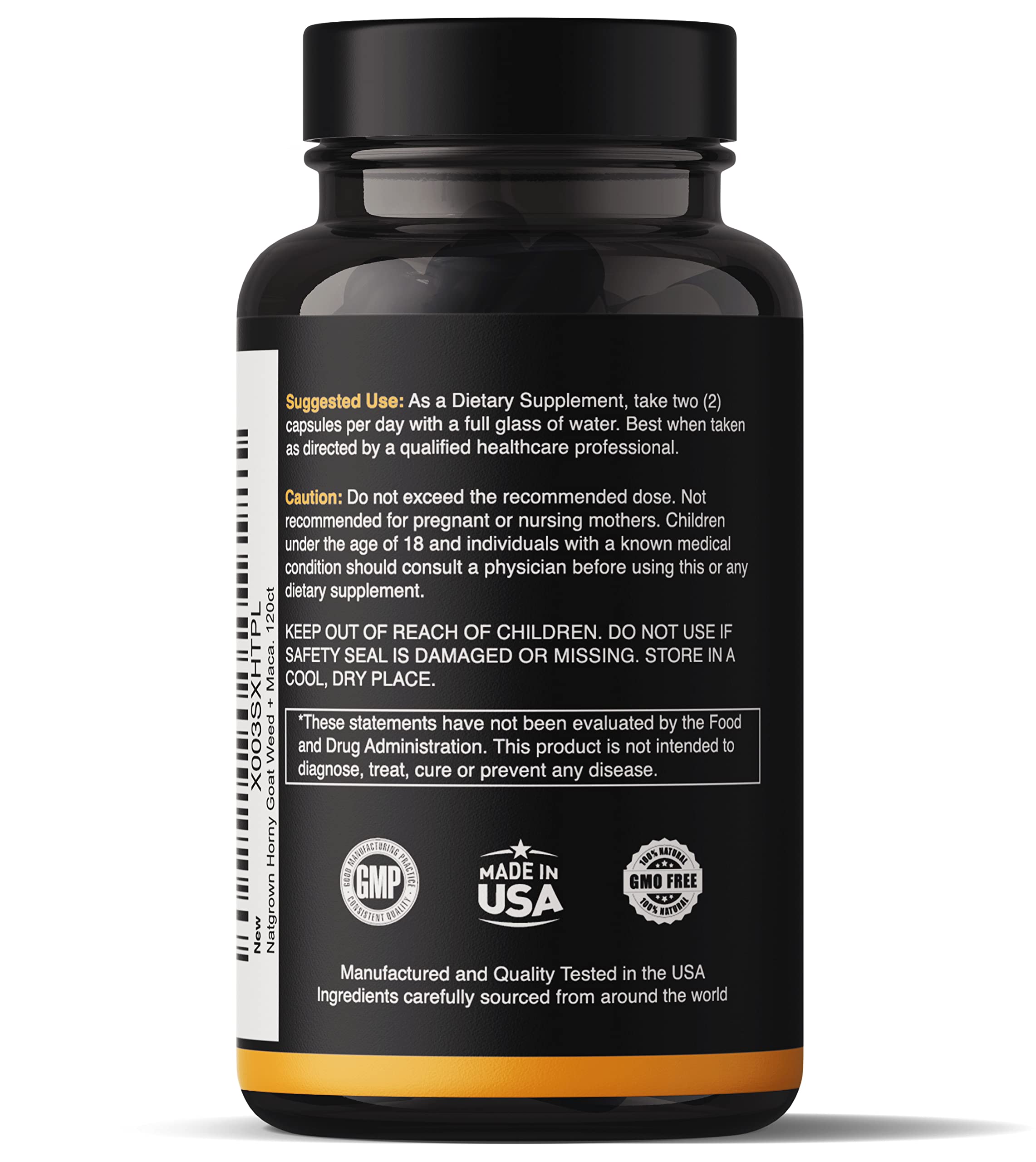 Natgrown Black Maca 10:1 extract capsules highlight potent root formula.