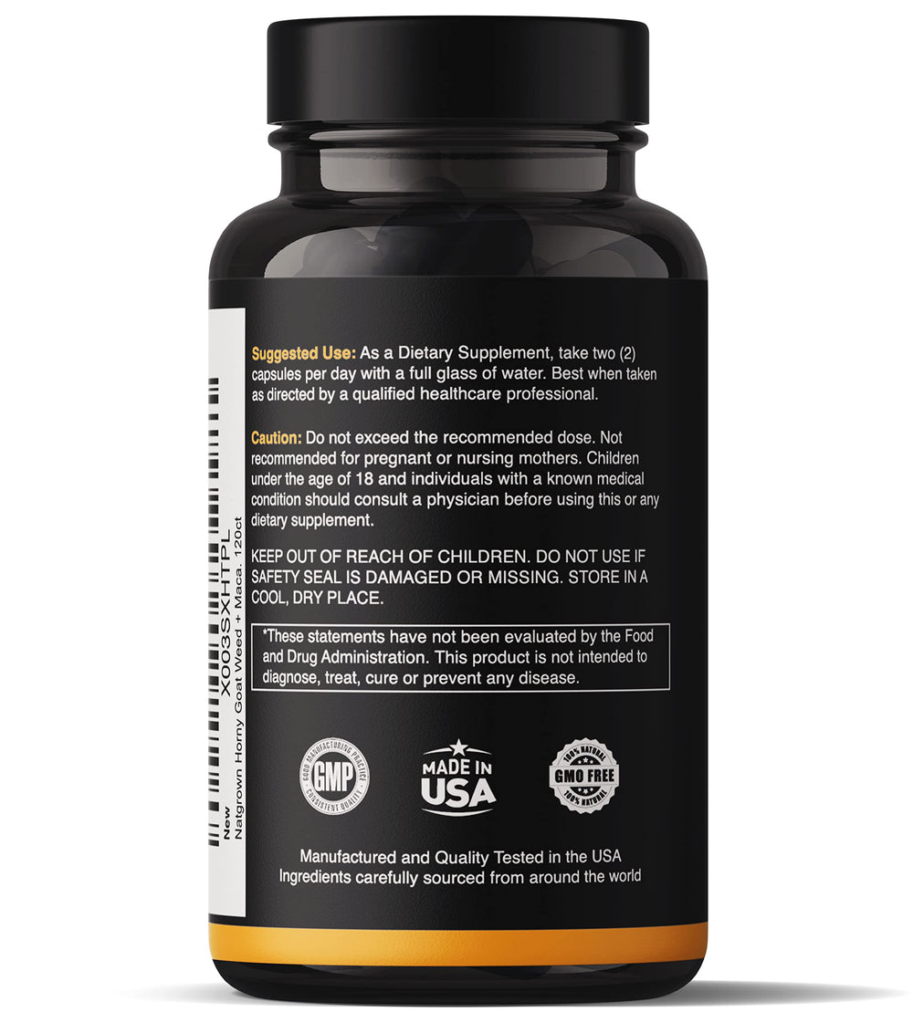 Natgrown Black Maca 10:1 extract capsules highlight potent root formula.