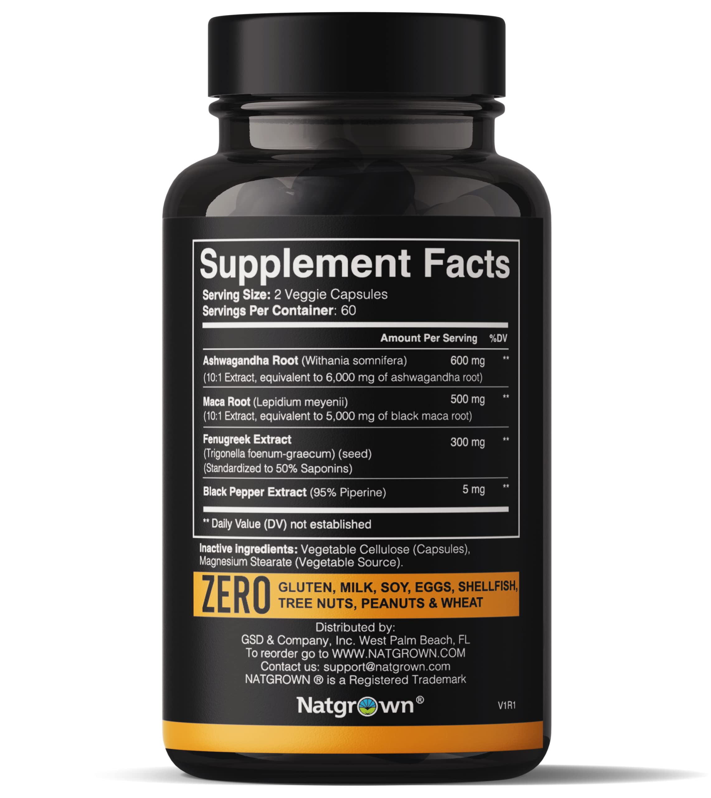 Natgrown capsules display Ashwagandha-Maca mix for sustained energy support