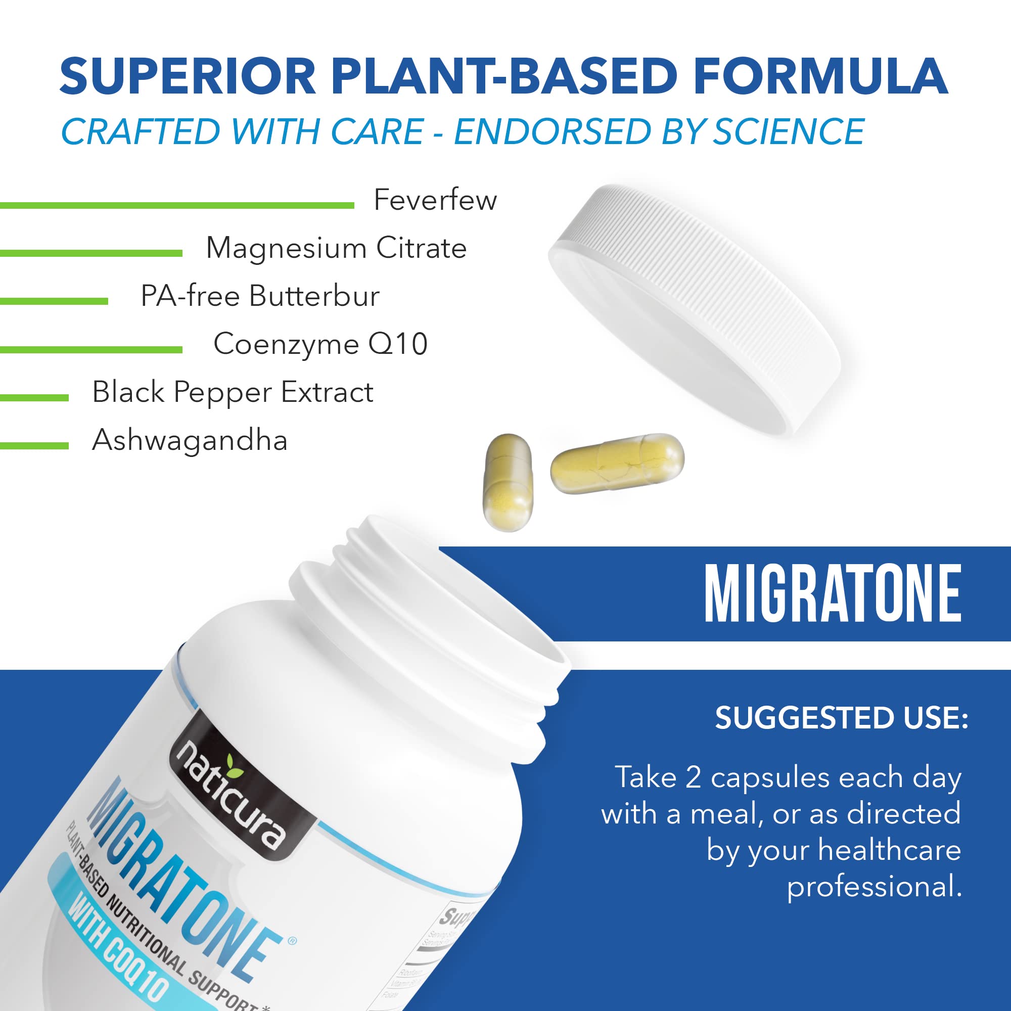 Naticura Migratone ingredients panel highlighting key components