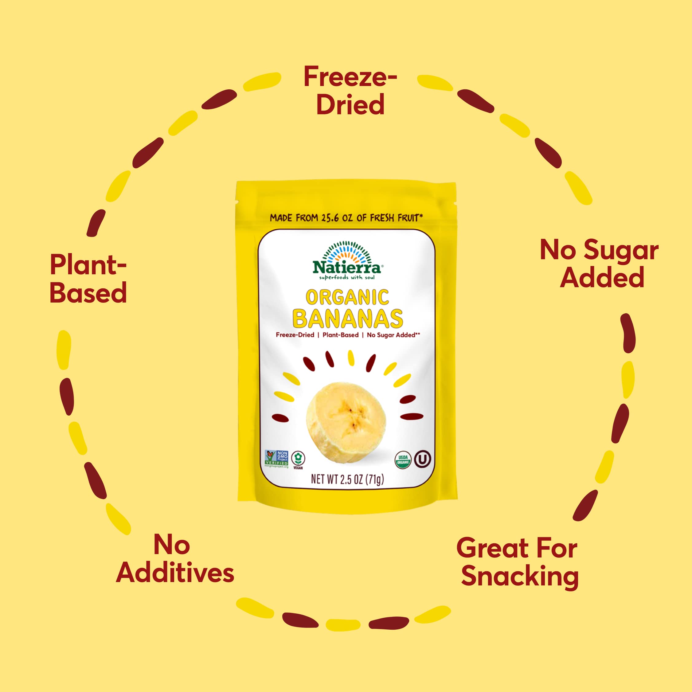 Natierra Organic Freeze-Dried Bananas close-up crunch showing texture