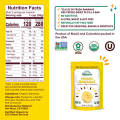 Natierra Organic Freeze-Dried Bananas pack shot, premium organic snack