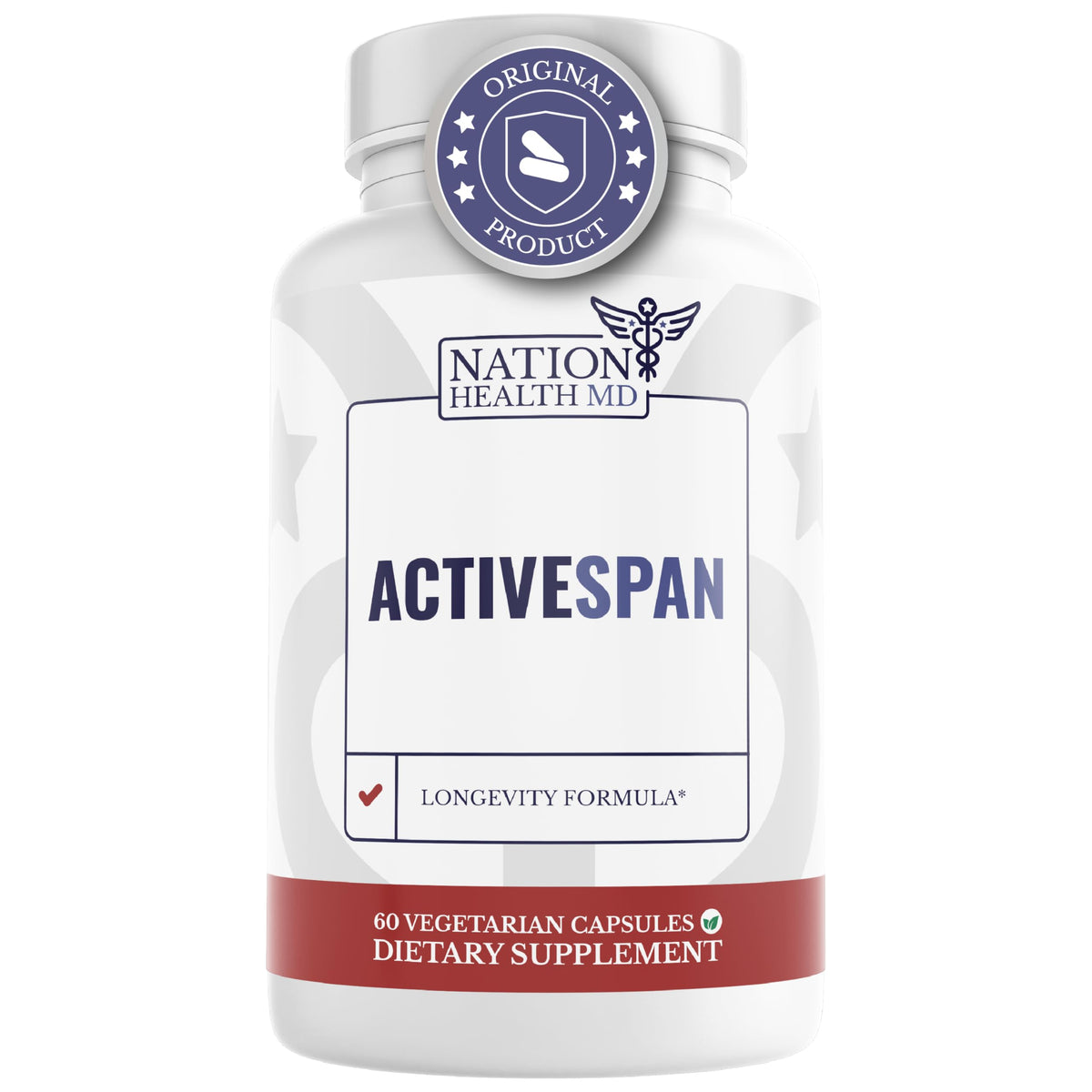Nation Health MD ActiveSpan bottle front shown for daily vitality and energy support.