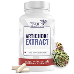 Nation Health MD Artichoke 500 mg bottle front showing daily wellness potential