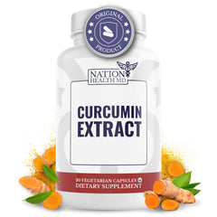 Nation Health MD Curcumin Extract bottle emphasizes standardized curcuminoids for consistent quality.