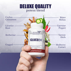  Nation Health MD Gluco24 ingredient blend graphic for energy balance support