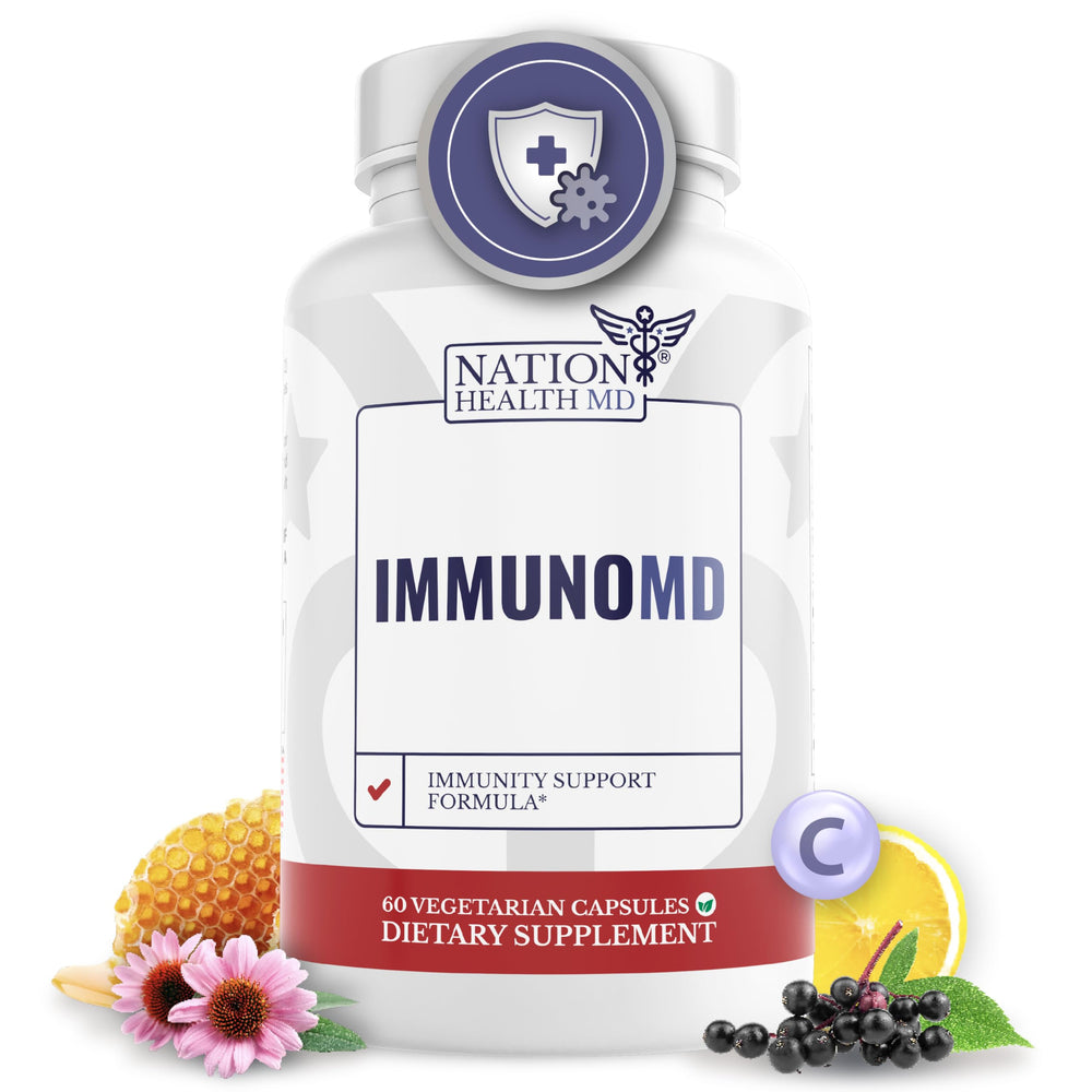 Nation Health MD Immuno MD bottle on table ready for daily immune support