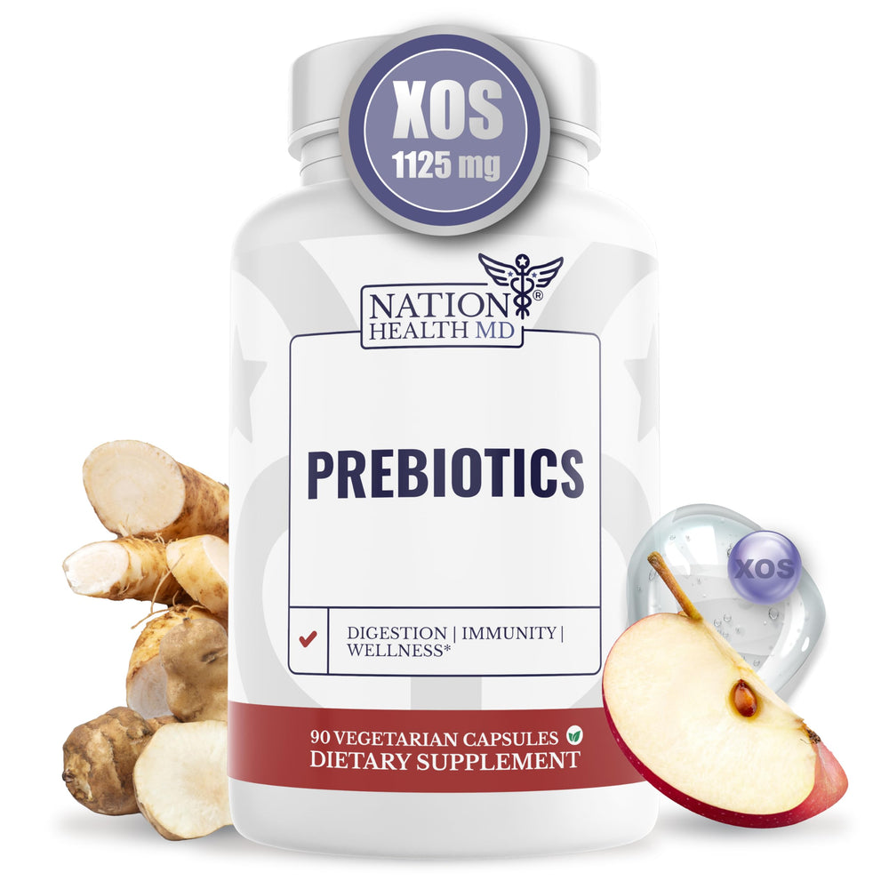 Nation Health MD Prebiotics bottle front for daily digestive support