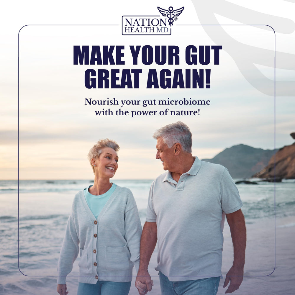 Close-up of Nation Health MD Prebiotics capsules for convenient daily use