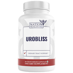 NATION HEALTH MD UroBliss bottle front view for urinary health daily support