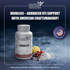 NATION HEALTH MD UroBliss bottle label closeup with ingredients list