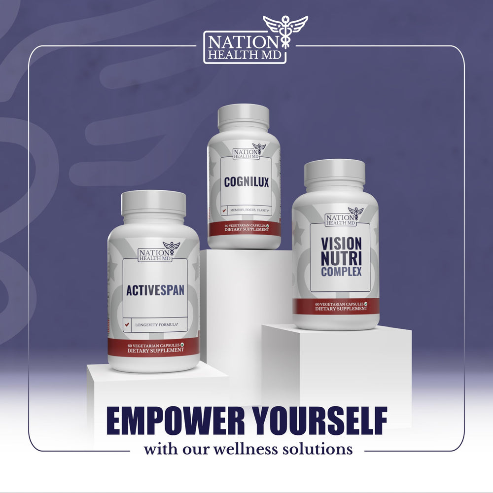 Person taking Vision Nutri Complex during morning routine.