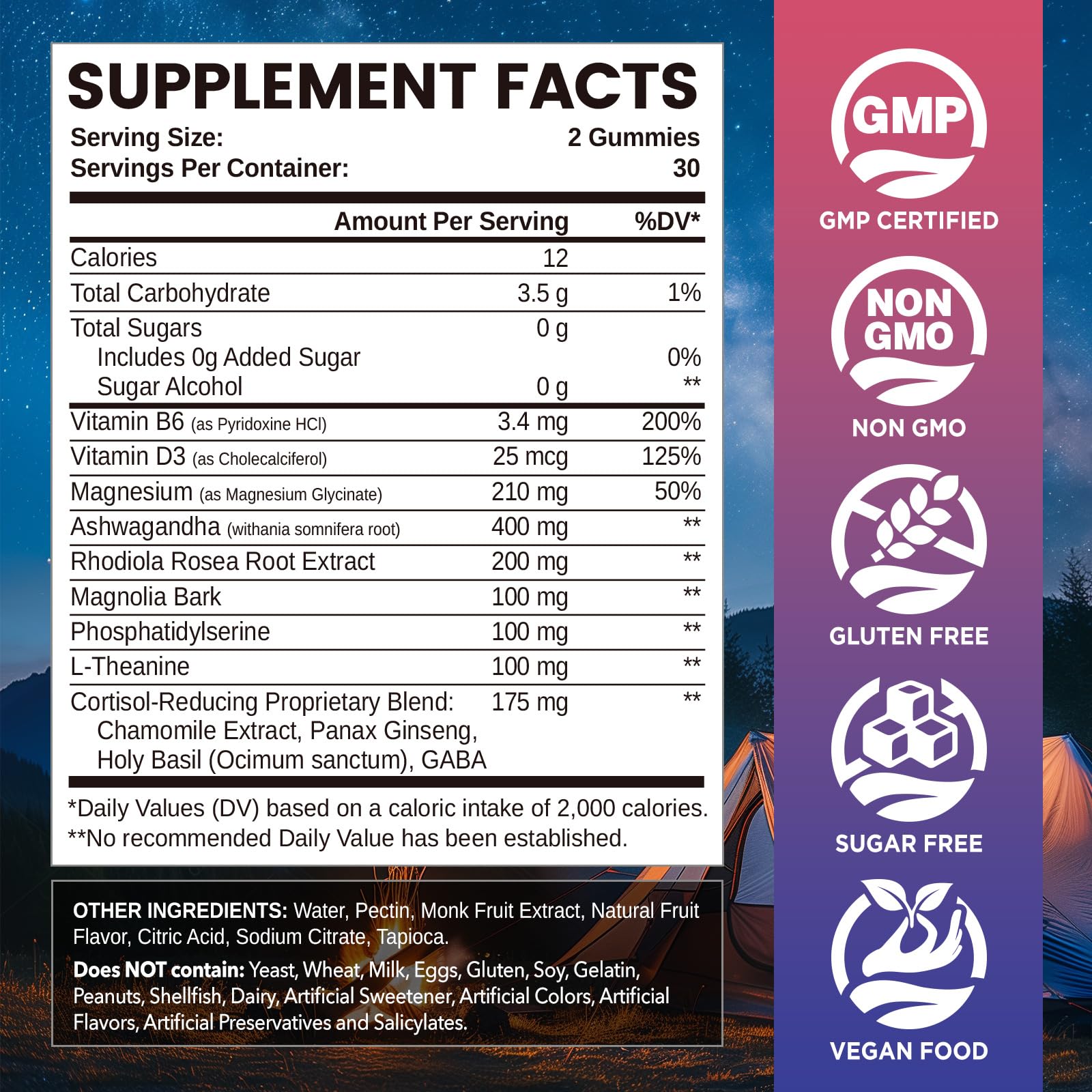 NATISLAND cortisol gummies jar close-up featuring blueberry flavor and sugar-free design.