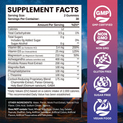 NATISLAND cortisol gummies jar close-up featuring blueberry flavor and sugar-free design.